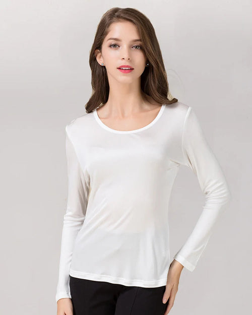 Silk-Blend Long-Sleeve Round-Neck T-Shirt