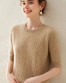100% Cashmere Short Sleeve Pullover Sweatshirt