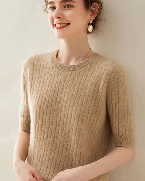 100% Cashmere Short Sleeve Pullover Sweatshirt