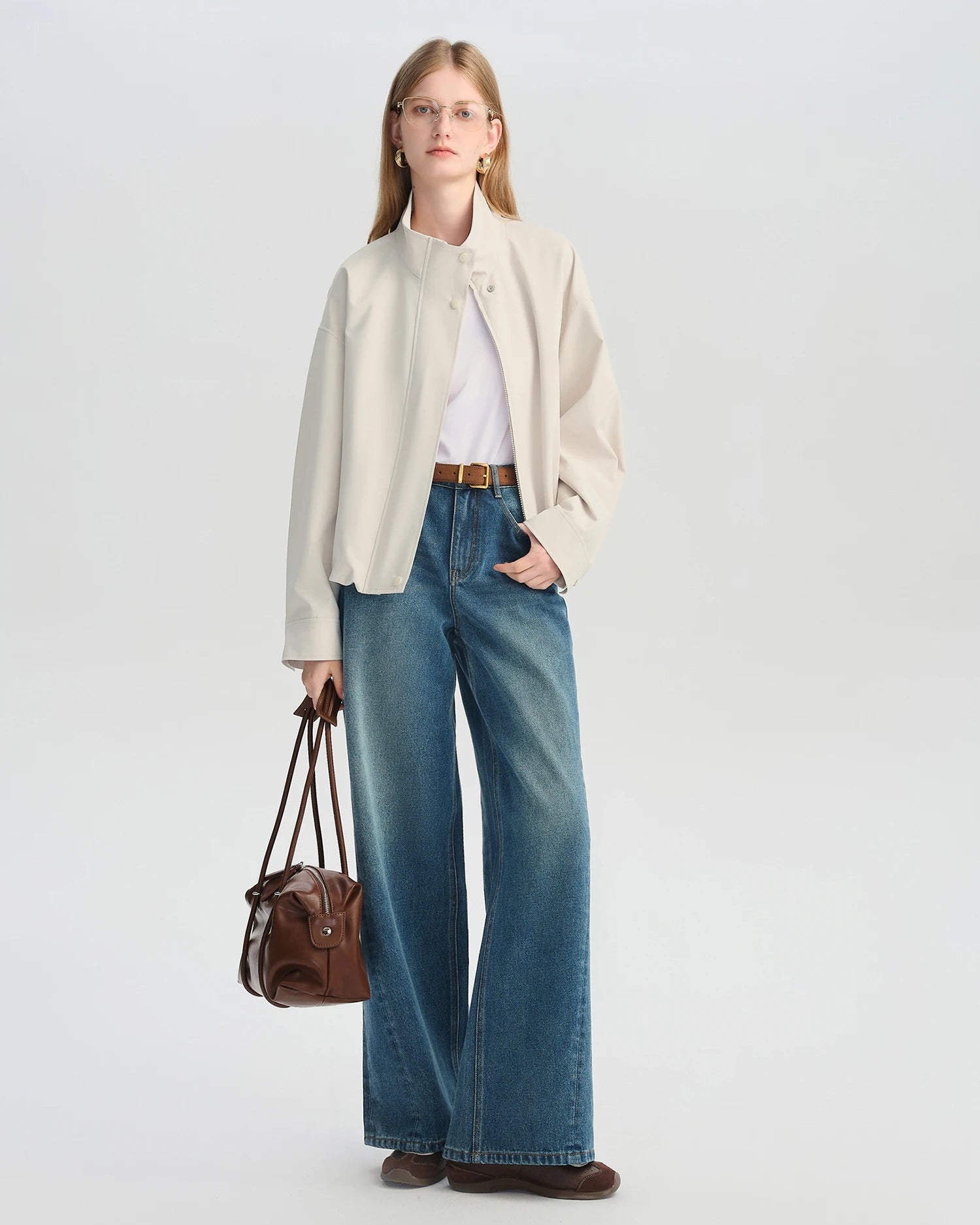 Short Turtleneck Zip-Up Jacket