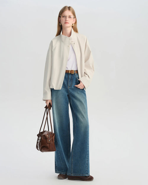 Short Turtleneck Zip-Up Jacket
