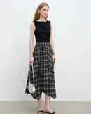 Asymmetrical Hem High-Waisted A-Line Skirt