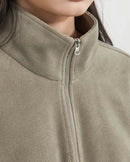Granular Velvet Stand-Collar Zip Top