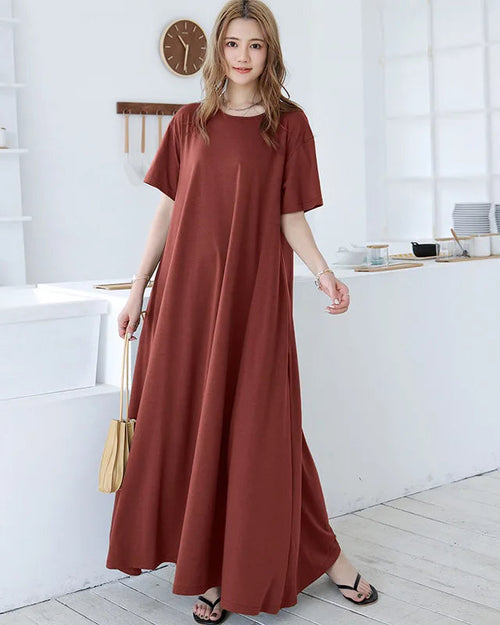 Loose A-Line Short Sleeve Nightgown Dress