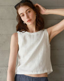 Pure Linen Reversible Cropped Vest