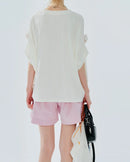 High-Waisted Washed Cotton Shorts