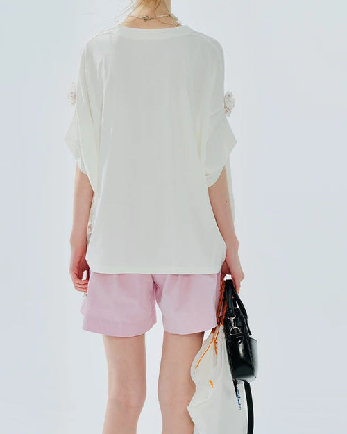 High-Waisted Washed Cotton Shorts