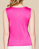 Silk-Viscose Jersey O-Neck Knit Sleeveless Tank Top