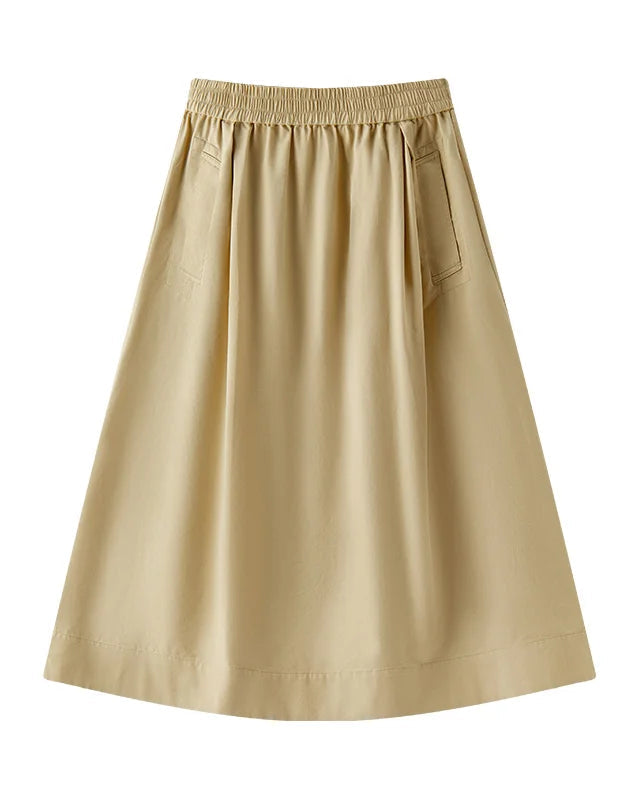 Relaxed Cotton Tencel A-Line Skirt