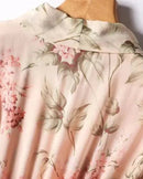Floral Print Chiffon Bow Neck Long Sleeve Dress