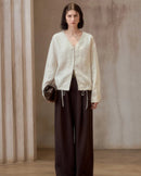 Linen V-Neck Button-Up Longline Shirt