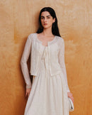 Lace-Trimmed Knit Cardigan