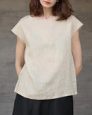 Women's linen short sleeve top — breathable, relaxed fit, perfect for summer. Multiple colors available. 
