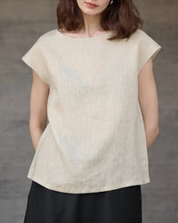 Linen Short Sleeve O-Neck Shirts