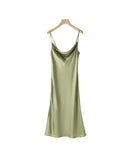 Mulberry Silk Spaghetti Strap Midi Dress