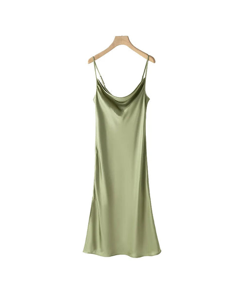 Mulberry Silk Spaghetti Strap Midi Dress