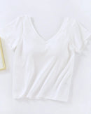 V-Neck Sleep Top with Built-In Chest Pad