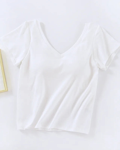V-Neck Sleep Top with Built-In Chest Pad