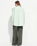 Loose-Fit Cotton Stand-Collar Shirt