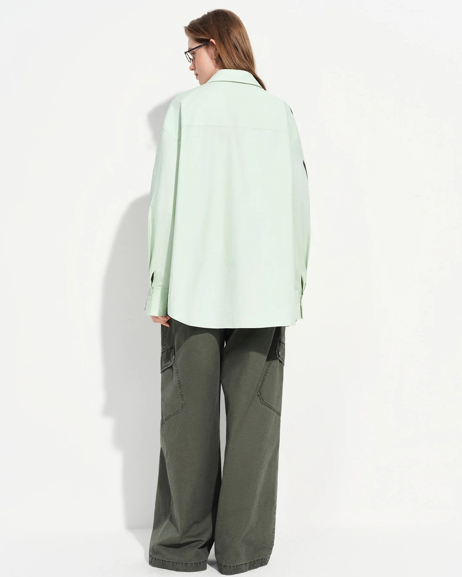 Loose-Fit Cotton Stand-Collar Shirt