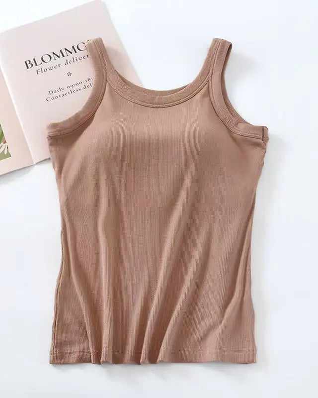 Modal Built-In Bra Sleeveless Sleep Vest Top