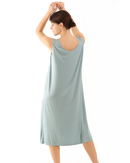 Plus Size Bamboo-Cotton Sleeveless Sleep Dress