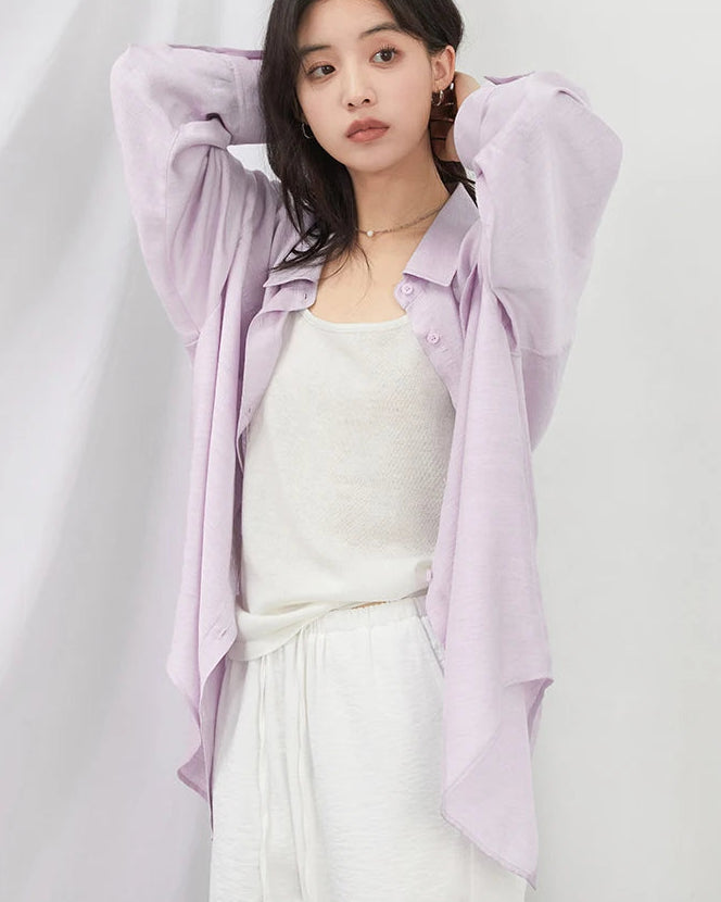 Single-Breasted Loose Long-Sleeved Shirt