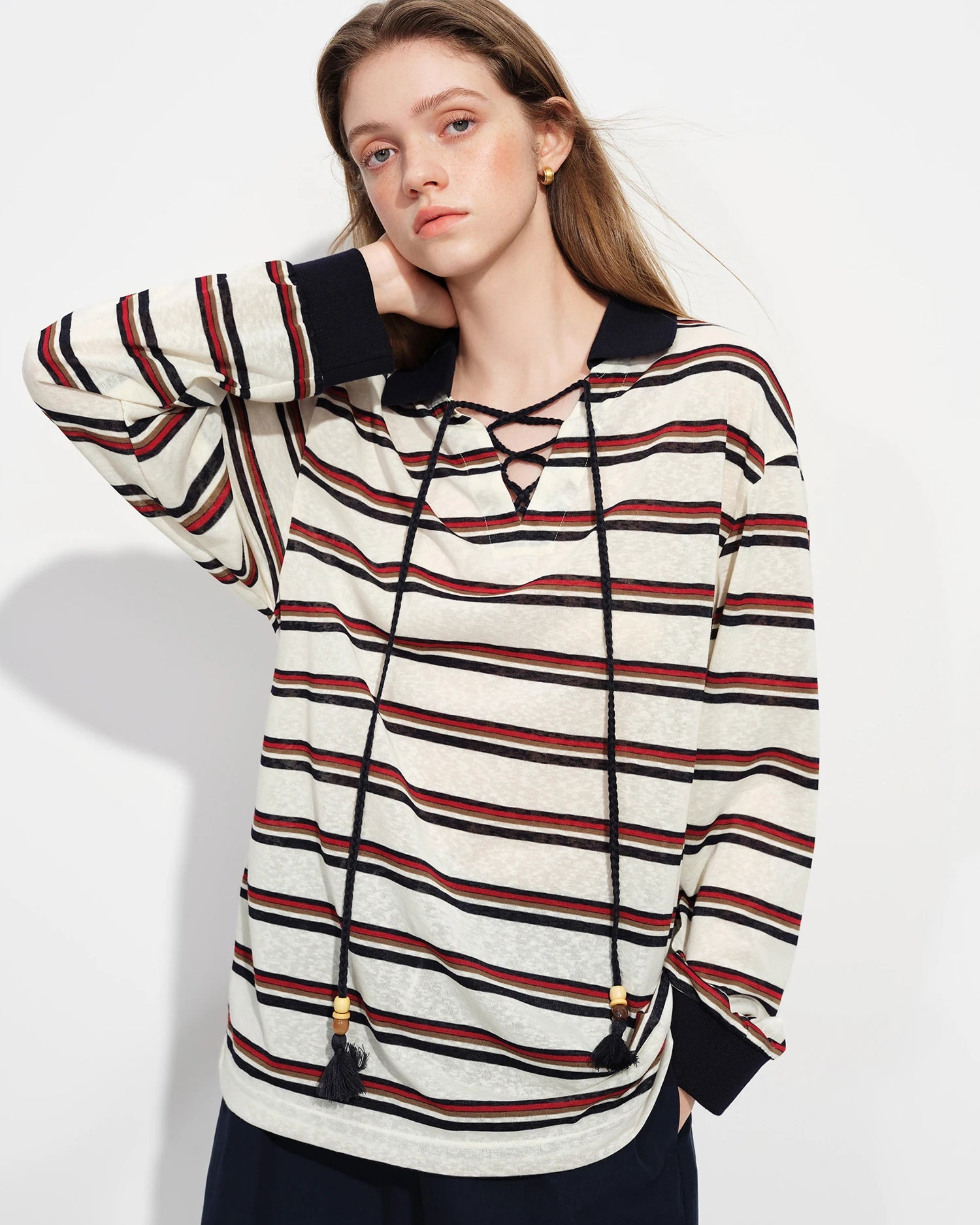 Classic Striped Color-Blocked Polo Shirt