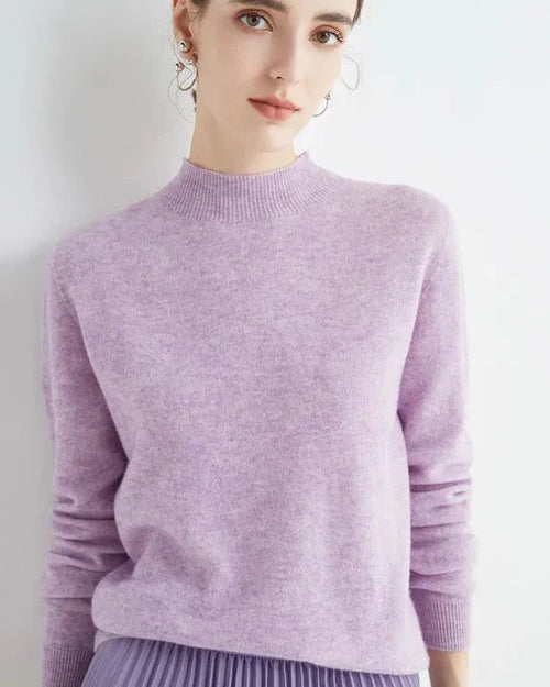 Basic Style Round Neck Wool Jumper