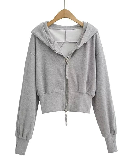 Double-Zip Cropped Hoodie Jacket