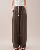 High-Waisted Loose-Fitting Curved Pants