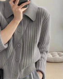 Cashmere Polo Collar Cardigan Knit Wool