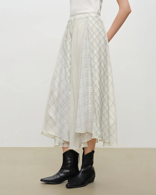 Chiffon Patchwork High-Waisted A-Line Skirt