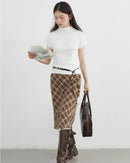 Slim Half-Neck Stretch Knit Women's Top