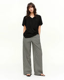 Plaid High-Waist Straight-Leg Blend Trousers