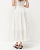 Loose-Fitting Woven Solid Color A-Line Long Skirt