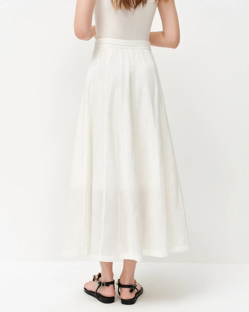 Loose-Fitting Woven Solid Color A-Line Long Skirt
