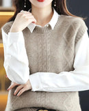O-Neck 100% Wool Sweater Vest