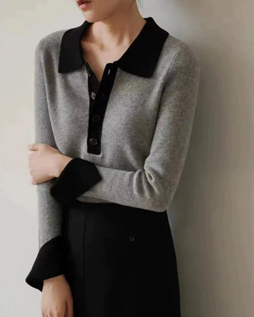 Polo Collar Wool Pullover Sweater