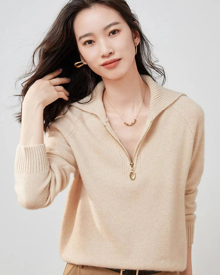 Pure Cashmere Half-zip Collar Jumper