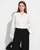 3D Jacquard V-Neck Long Sleeve Shirt