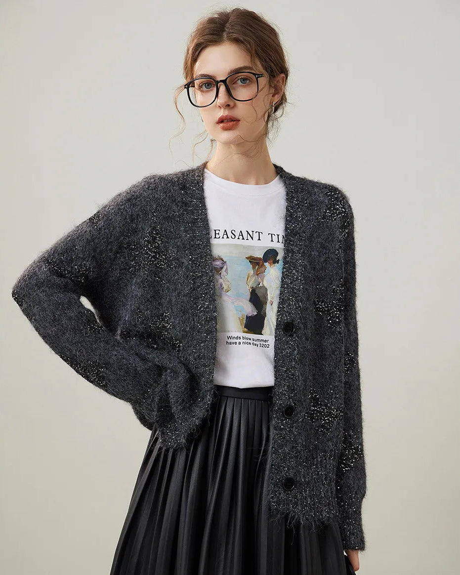 Bright Yarn V-Neck Knit Cardigan