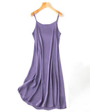 Silk-Spandex Spaghetti Strap A-Line Knee Dress