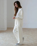 Half Turtleneck Sweater & Wide Leg Pants Knitted Set