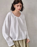 Loose-Fit Linen Crew-Neck Shirt