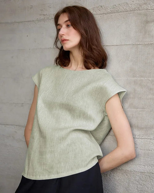Linen Short Sleeve O-Neck Shirts
