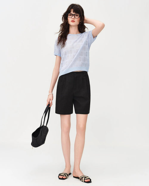 Versatile Linen Blend Classic Casual Shorts