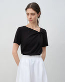 Asymmetrical Knotted Short-Sleeved T-Shirt