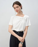 Asymmetrical Knotted Short-Sleeved T-Shirt