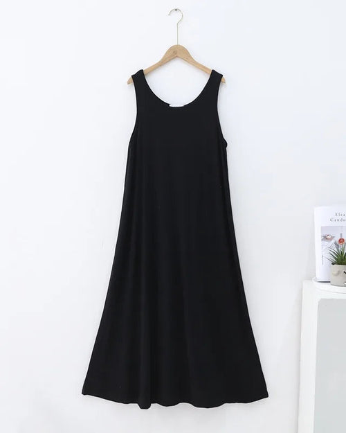 Modal Sleeveless Round-Neck Mid-Calf Sleep Dress
